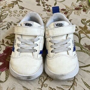 Vans Kids White and Blue Sneakers